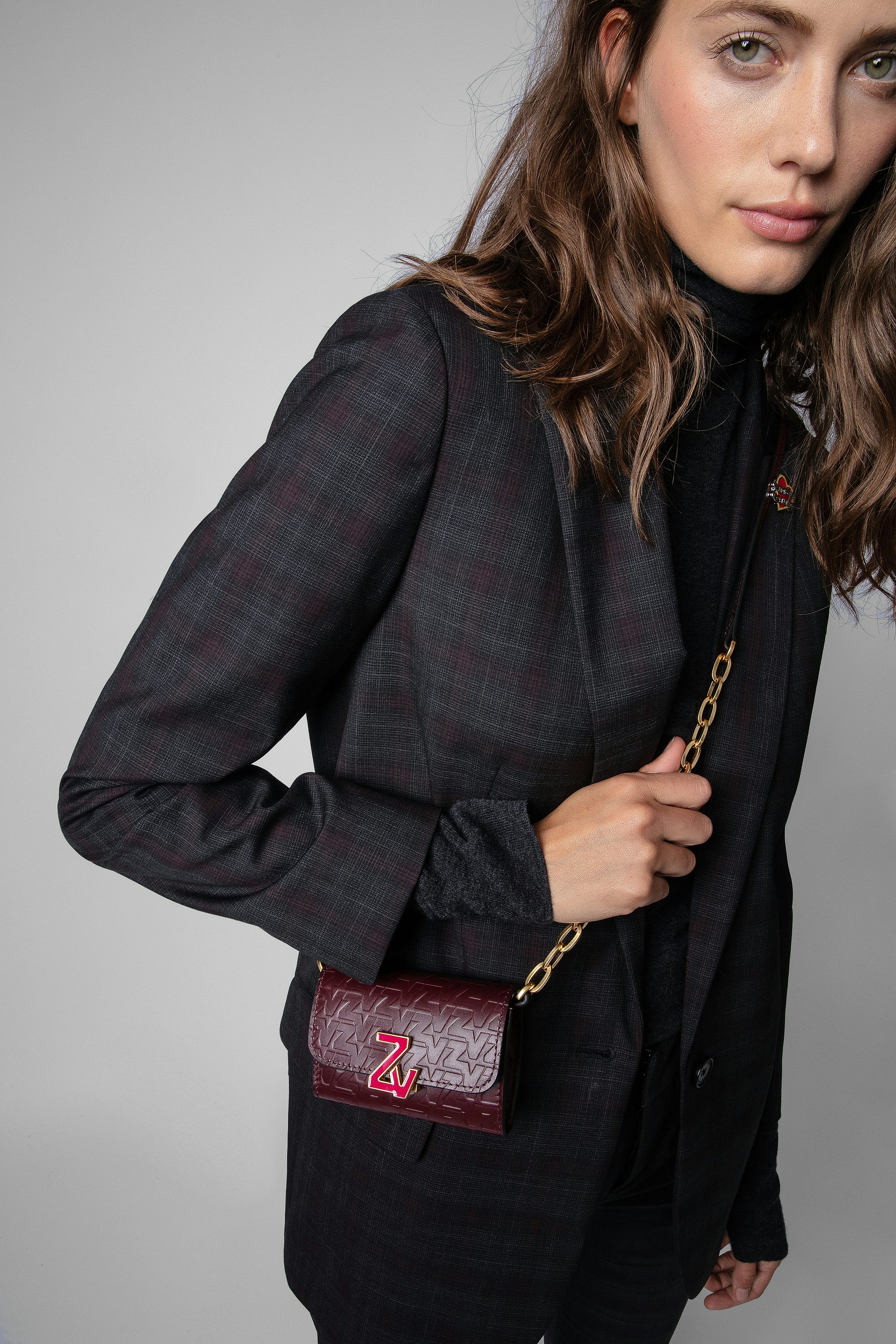 ZV Initiale Le Tiny Unchained Wallet-Style Clutch - Women's burgundy embossed leather wallet